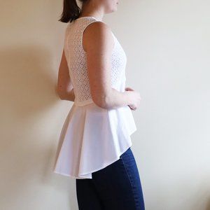 HD in Paris White Eyelet Cutout Flounce Top